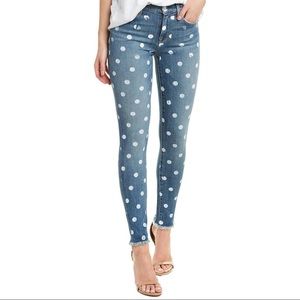 7 For All Mankind Lux Polka Dot HW Skinny Jeans